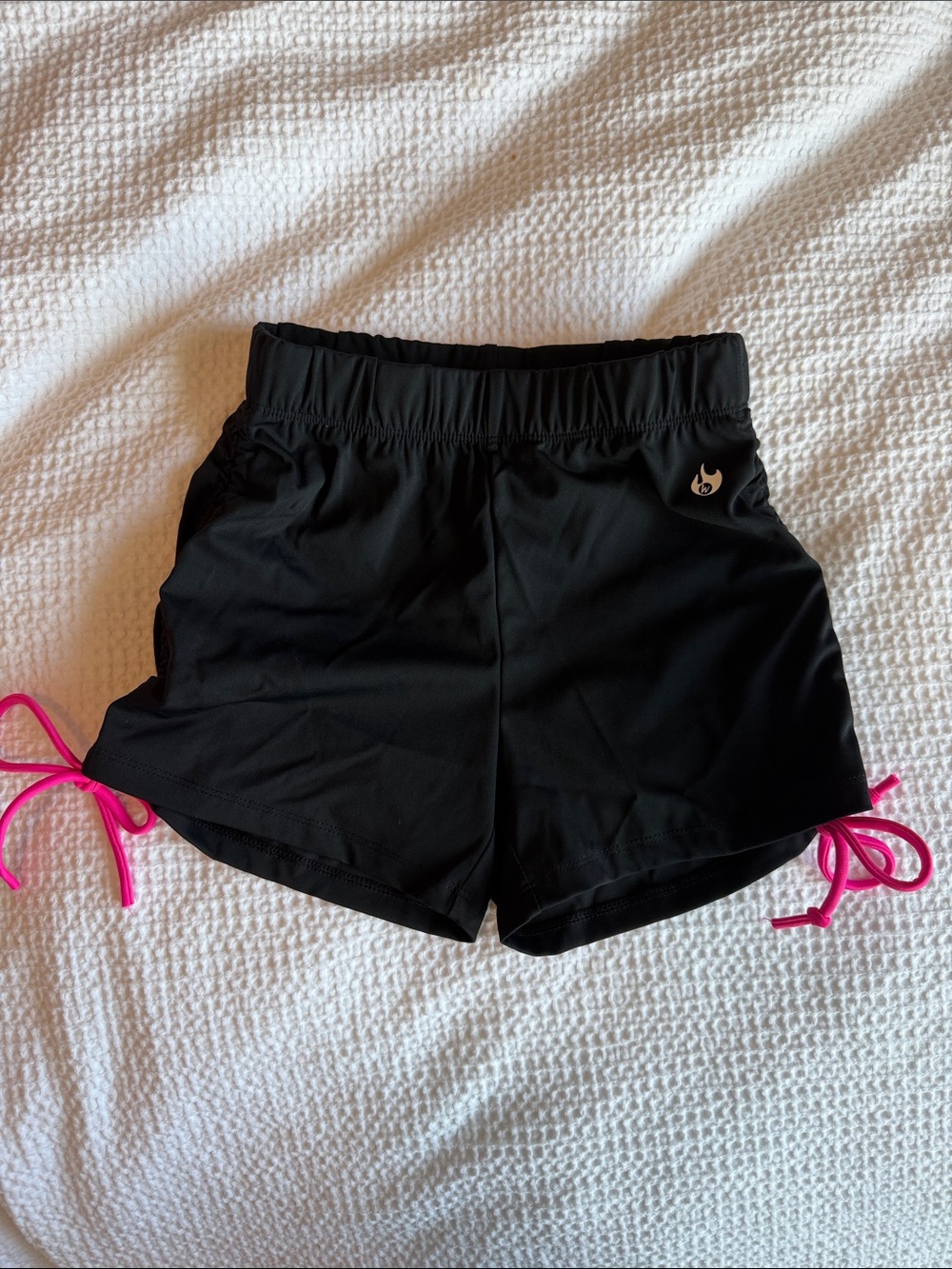 Werk Dancewear black shorts size YL pink drawstring ties